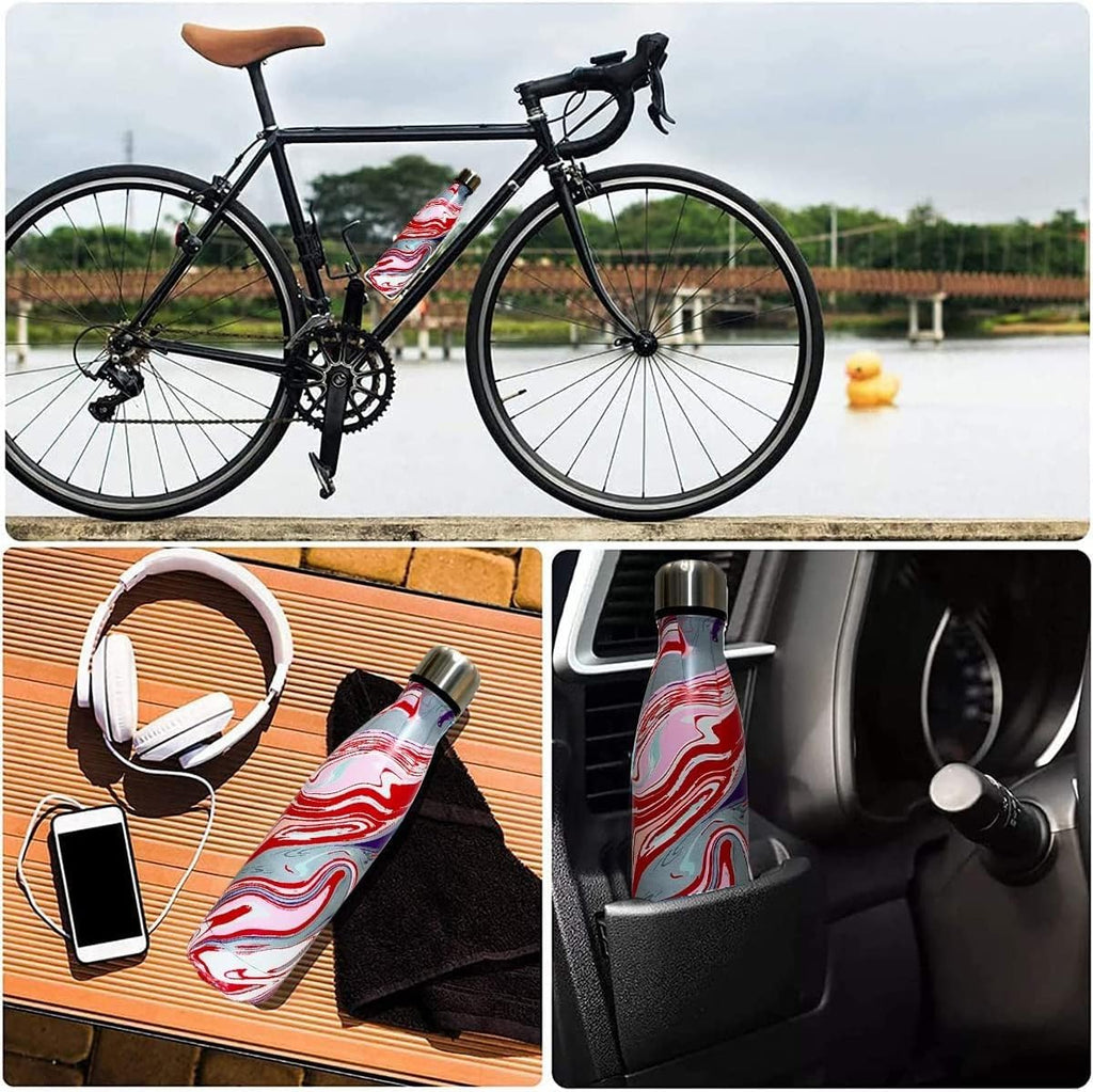 Water Bottle 500ml Stainless Steel Vacuum Insulated Double Wall, Leak-Proof for Hot Cold Drinks, BPA-Free Motivational Bottle for Gym Travel Office Outdoor (Multicolor) - image 6