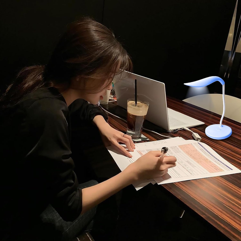 LED Desk Lamp for Study, Foldable Touch Control Table Light with 3 Brightness Levels, Adjustable Reading Lamp for Home Office and Bedside (EL-331 Blue) - image 6