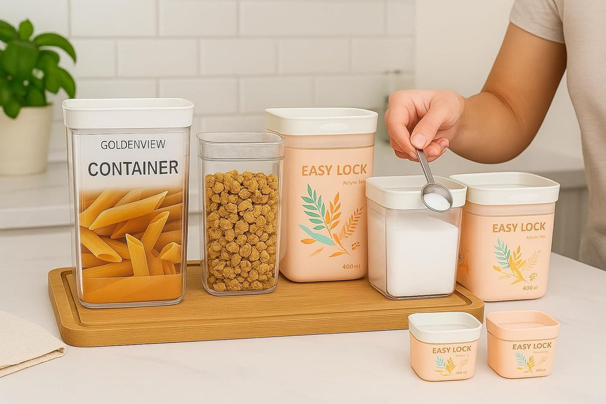 Food Storage Containers Set – Airtight Kitchen Jars With Lids, Pantry Organization Acrylic Canisters For Flour Sugar Legumes Spices Snacks, Stackable Clear Set Of 4 (400/600/800/1000ml) (White) - image 3