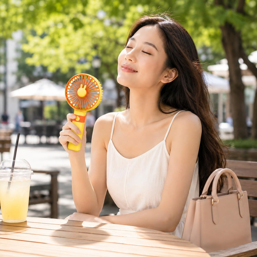 Portable Fan, USB Rechargeable Mini Handheld and Desktop Fan, 2 Speeds, 1.5W Foldable Personal Cooling Fan with Stand for Office, Home and Travel, SQ-2195 (Yellow) - image 7