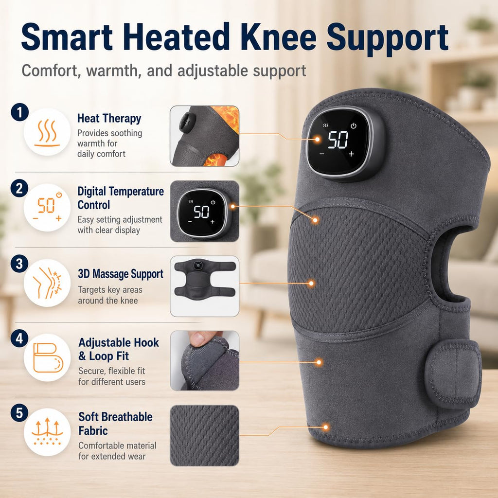Knee Massager with Heat and Vibration, Cordless Adjustable Wrap with Easy Controls for Daily Comfort and Relaxation at Home, Office and Travel - image 3