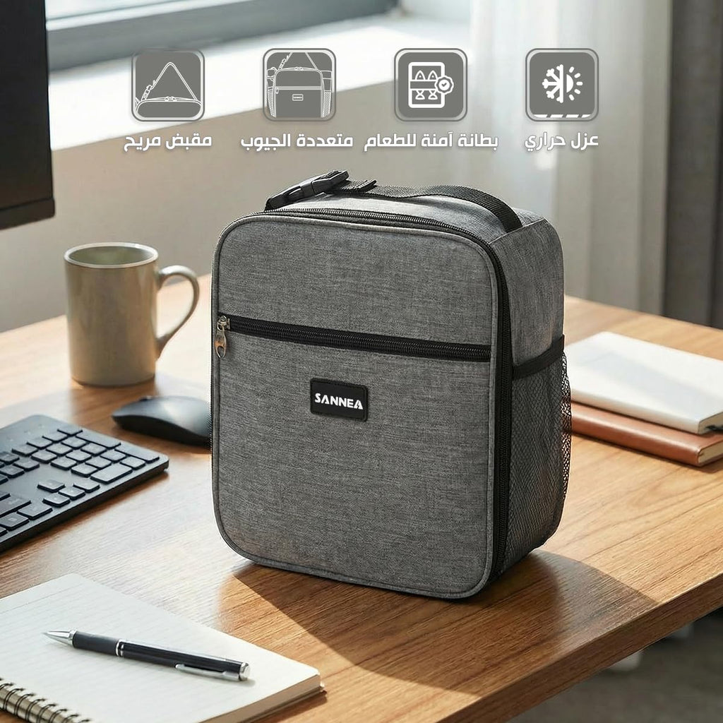 Insulated Lunch Bag 7L, Thermal Cooler Tote with Leak-Resistant Lining for Hot and Cold Food, Reusable Meal Carrier for Work, School, Picnic, Commute and Travel, BB-543 (Grey) - image 2