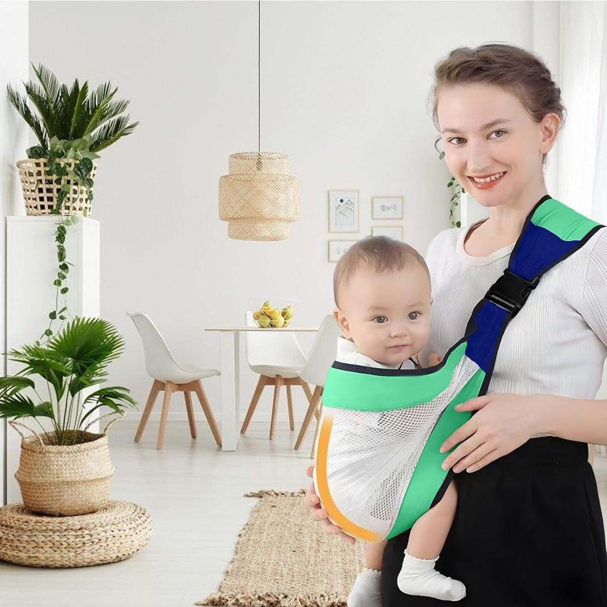 Baby Sling Carrier Adjustable Baby Wrap Carrier for Newborn Infant Toddler, Breathable Cotton Nursing Seat Hands Free Baby Holder for Mom Dad - image 7
