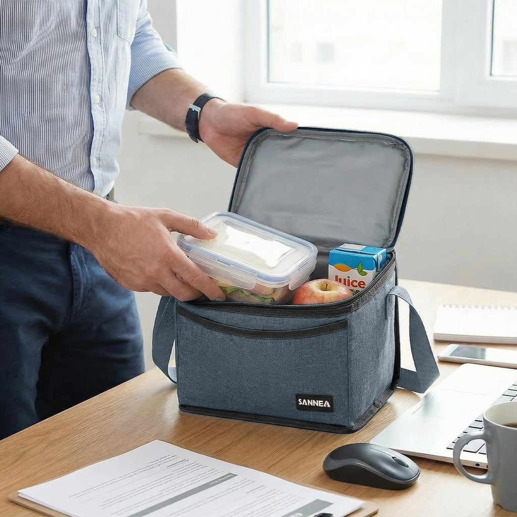 Lunch Bag 5L Insulated Thermal Cooler Bag, Waterproof Leak Resistant Lunch Box Tote with Zipper for Office School Travel Picnic, BB-540 (Black) - image 6