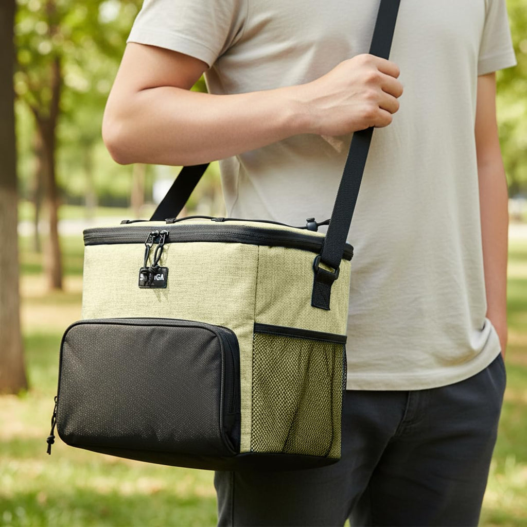 Insulated Lunch Bag Large Capacity Thermal Cooler Bag Double Lined Waterproof Food Carrier With Adjustable Shoulder Strap For Work School Travel Picnic Hot Cold Storage, BB-514 (Green, 15 L) - image 6