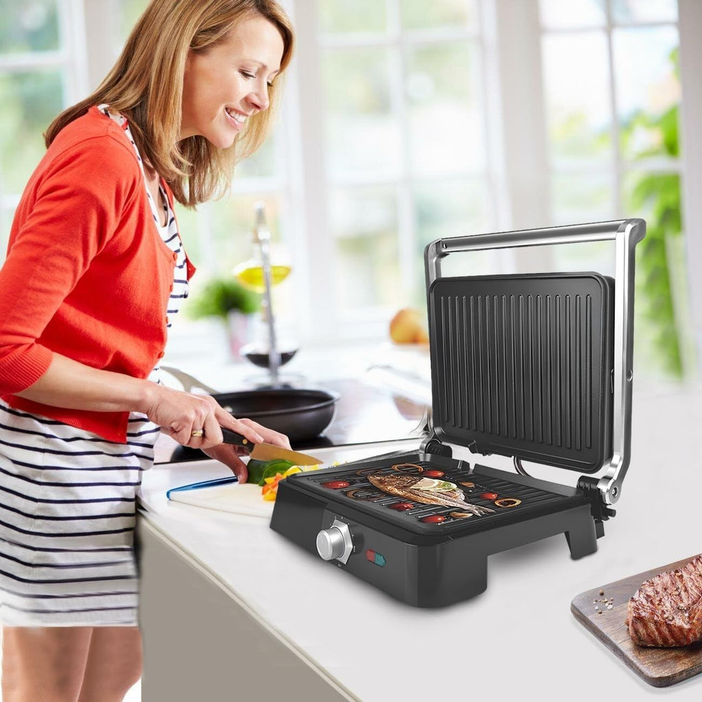 Electric Grill 1800W Indoor Table Grill, Non-Stick Plate, Adjustable Temperature Control, Cool Touch Handle, Drip Tray, Home Cooking KB1049 (Black) - image 7