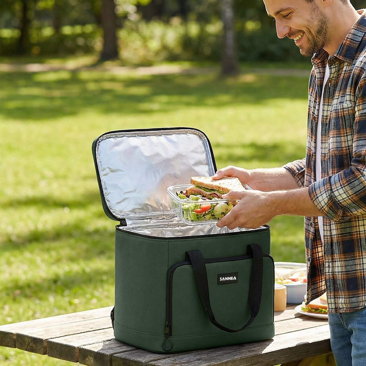 Insulated Lunch Bag 18L Thermal Cooler Tote, Waterproof Leakproof Large Food Storage Bag for Hot Cold Meals Work School Picnic Travel, BB-563 (Green) - image 5