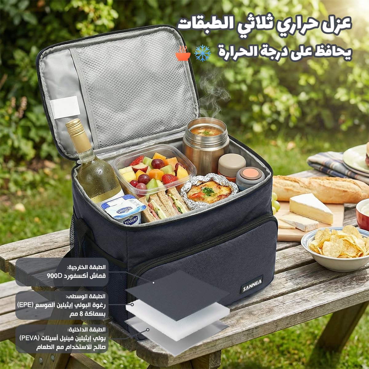 Lunch Bag 12 L, Insulated Thermal Cooler Tote, Waterproof Leakproof Reusable Food Storage for Hot and Cold Meals, Work, School, Picnic and Travel, BB-544 (Grey) - image 5