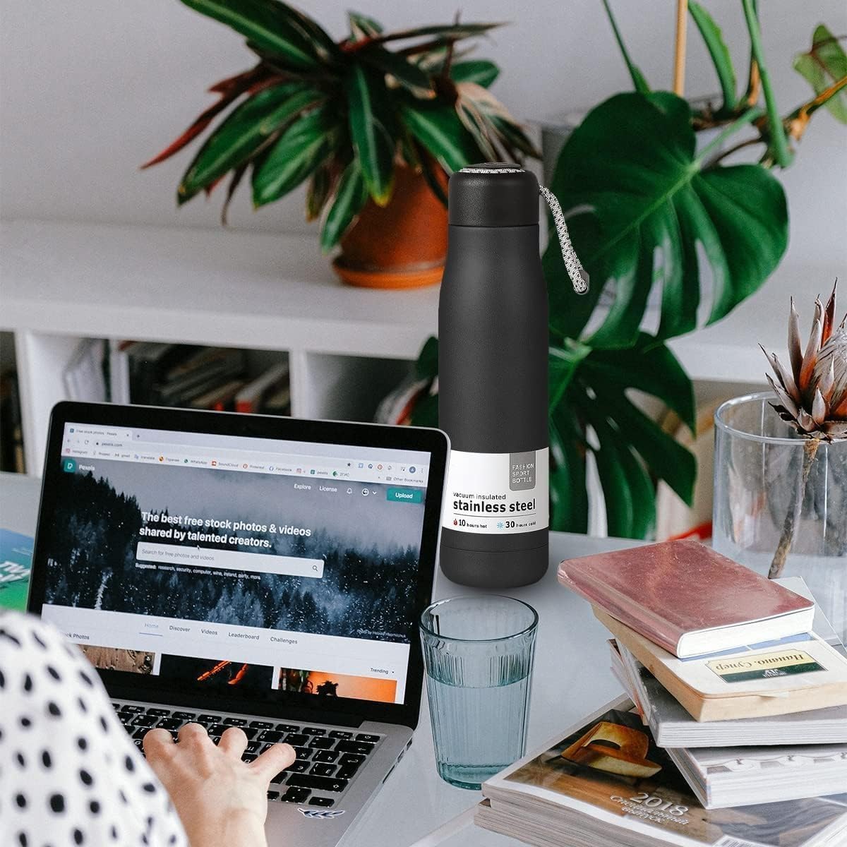 Water Bottle 500ml Stainless Steel Vacuum Insulated Thermal Flask, Double-Wall Leak-Proof Wide-Mouth BPA-Free for Hot Cold Drinks Gym Travel, Black - image 6