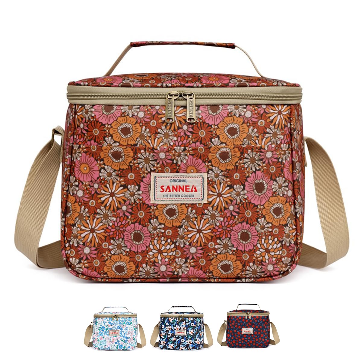 Lunch Bag 7.5 L, Insulated Thermal Cooler Tote, Waterproof Leak-Resistant Food Storage for Hot and Cold Meals, Work, School, Picnic and Travel, BB-548 (Floral) - image 1