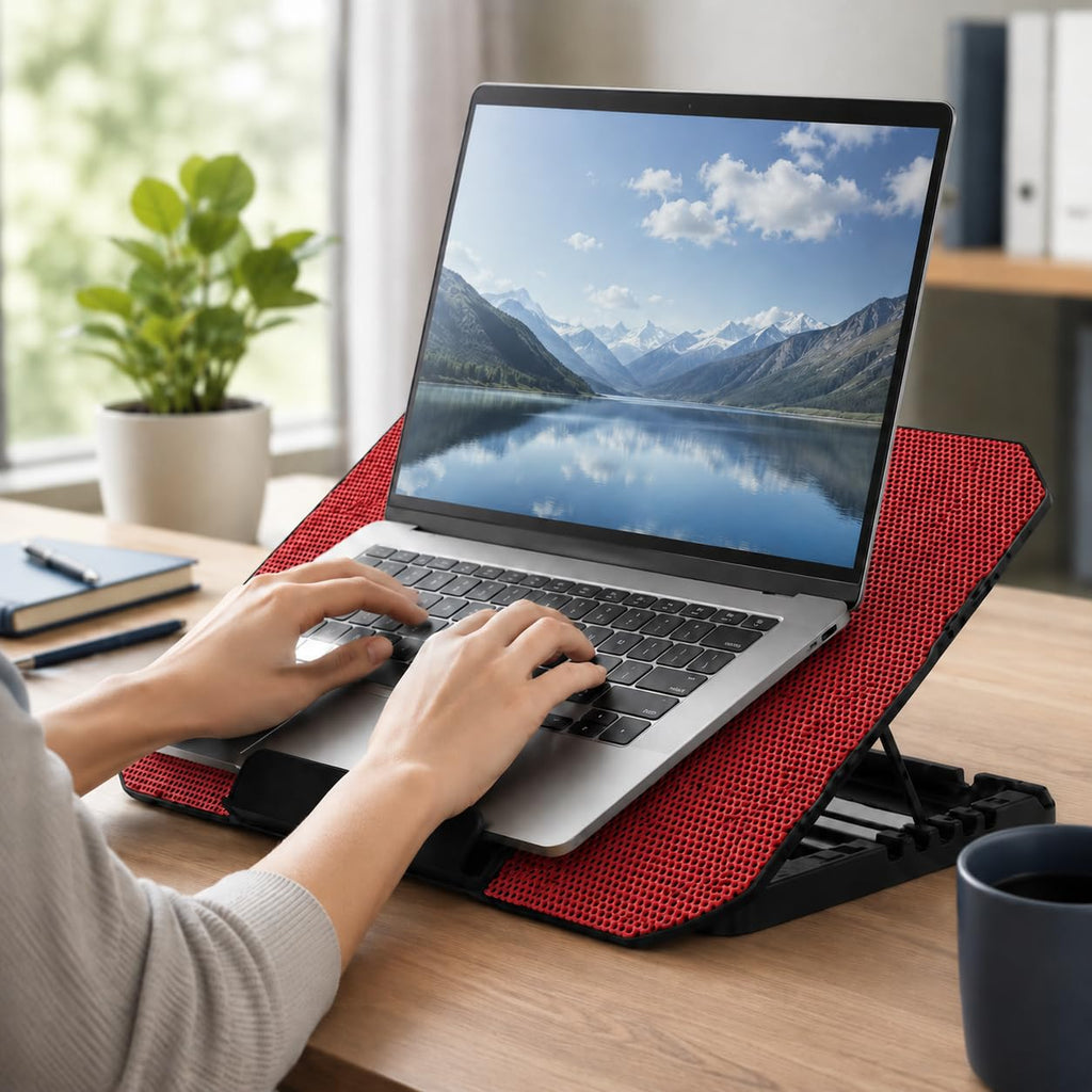 Laptop Cooling Pad with Adjustable Stand, Lightweight ABS and Metal Notebook Cooler with Built-In Fan for Work, Gaming, Office, Home and Travel, ZR650, Red - image 6