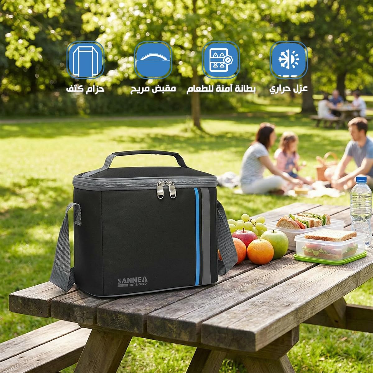 Lunch Bag, 6L Insulated Lunch Box by hanso, Thermal Food Cooler Tote, Waterproof Leakproof Storage Bag for Hot and Cold Meals, Work, School, Picnic, Travel, BB-568 (Black/Blue) - image 2