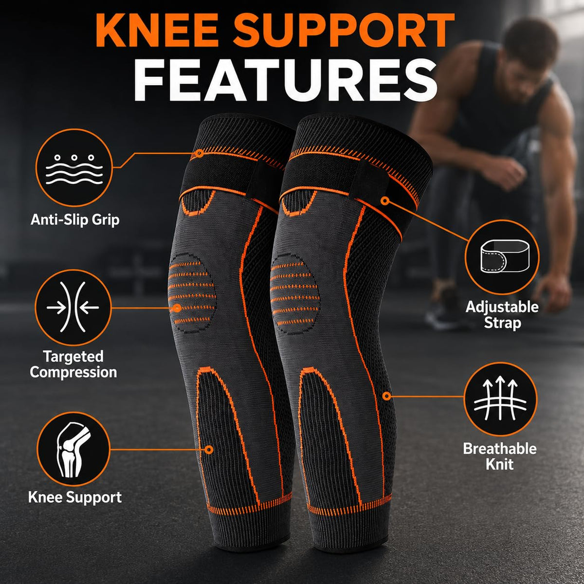 Knee Support Sleeve with Artemisia Argyi, Adjustable Breathable Non-Slip Thermal Knee Warmer Pad for Men and Women, Walking, Standing and Light Activity, Black, SBK-4674 - image 2