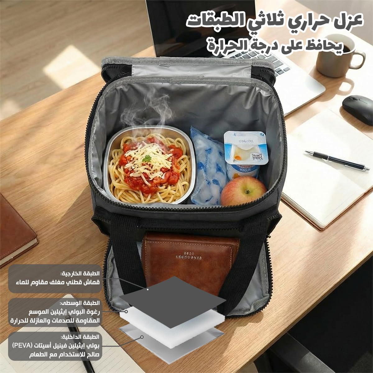 Lunch Bag 7 L Insulated Thermal Lunch Box Waterproof Leakproof Food Storage Tote for Hot and Cold Meals, Work, School, Travel and Picnic, BB-561 (Grey) - image 4