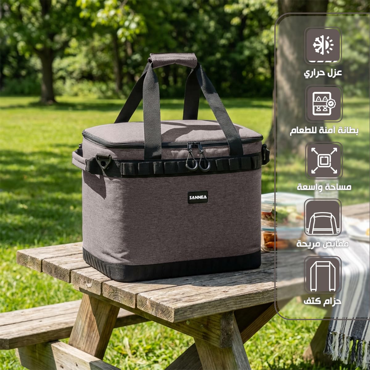 Lunch Bag 26L Large Insulated Thermal Cooler Tote, Waterproof Leakproof Food Storage Bag for Work School Travel Picnic, BB-517 (Brown, 26 L) - image 2