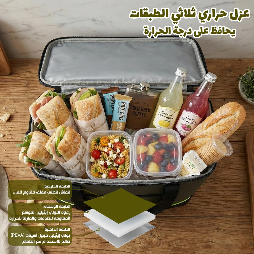 Insulated Lunch Bag 28L, Extra Large Thermal Cooler Tote with Leak-Resistant Lining for Hot and Cold Food, Reusable Lunch Box Bag for Work, School, Picnic and Travel, BB-554 - image 4