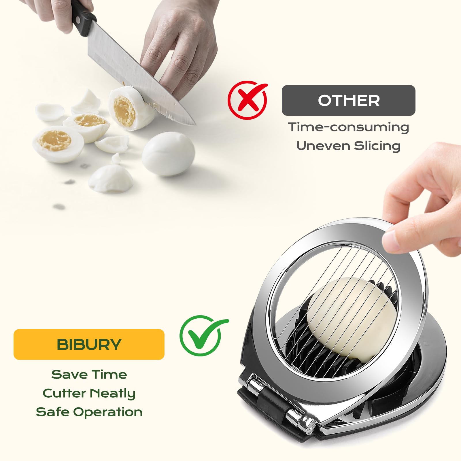 Bibury Egg Slicer, Egg Slicer for Hard Boiled Eggs, Egg Cutter Heavy Duty for Strawberry Fruit Garnish Slicer, Stainless Steel Wire with 3 Slicing Styles, Easy to Clean - image 5