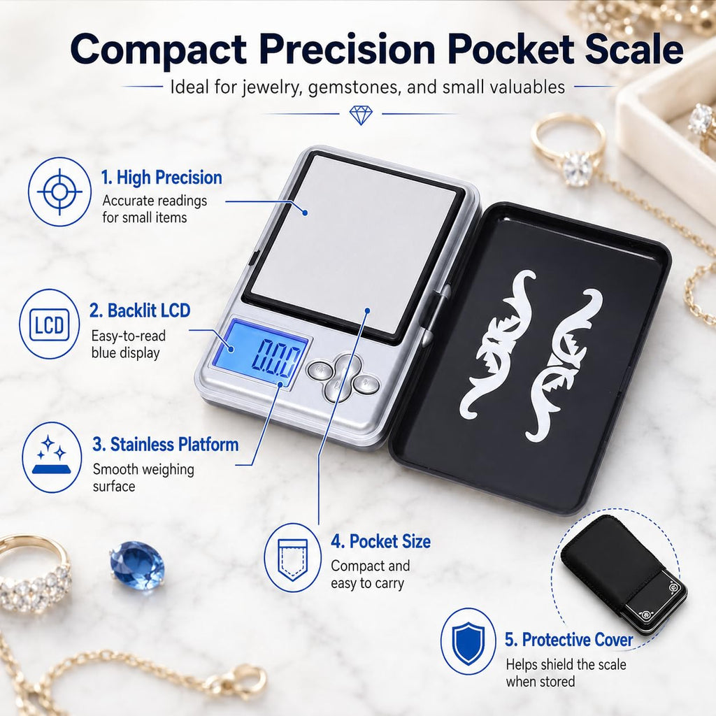 Digital Pocket Scale 200g x 0.01g, Mini Precision Jewelry Scale with LED Display for Gold, Silver, Diamonds, Coins and Small Items, Black and Silver - image 3