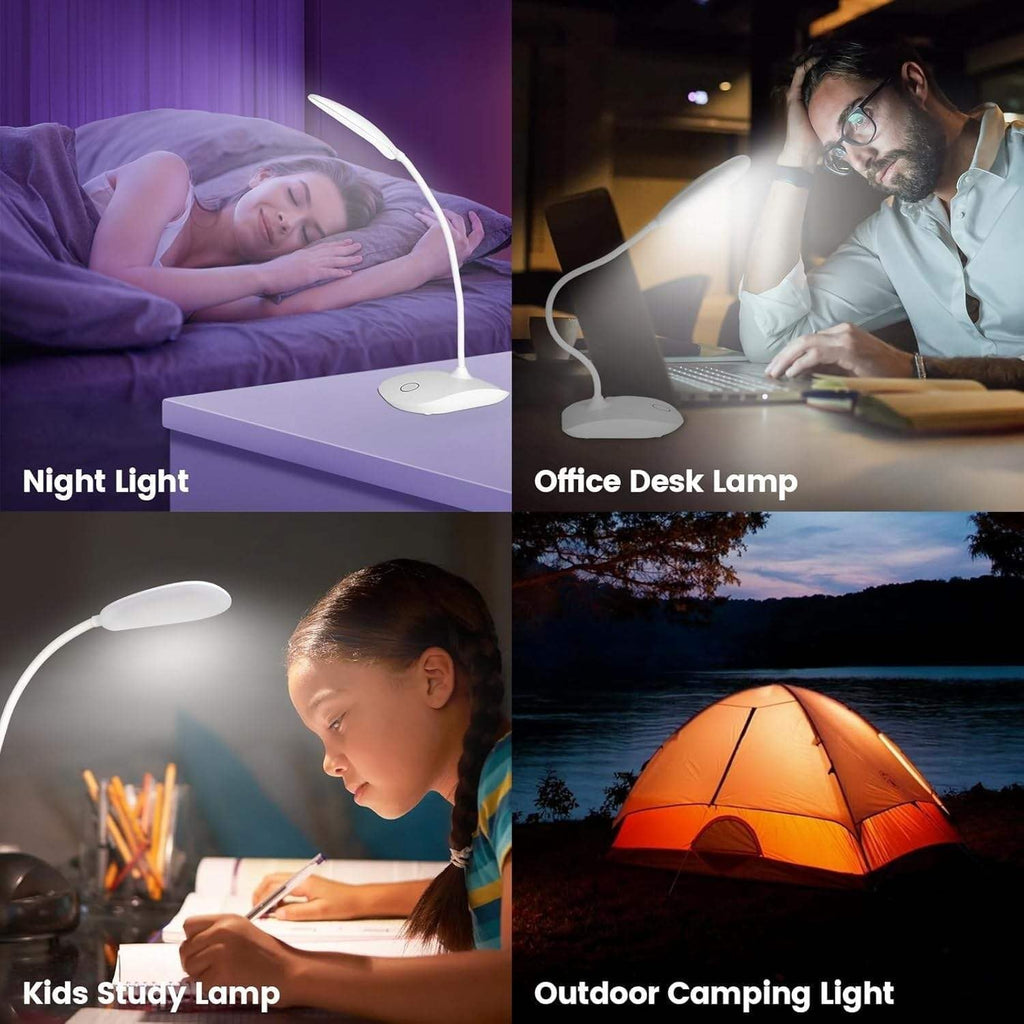 Desk Lamp LED Foldable with Touch Control, USB Rechargeable Table Light, 3 Brightness Levels, Adjustable Portable Study and Reading Lamp for Home, Office and Bedside, EL-203, Blue - image 7