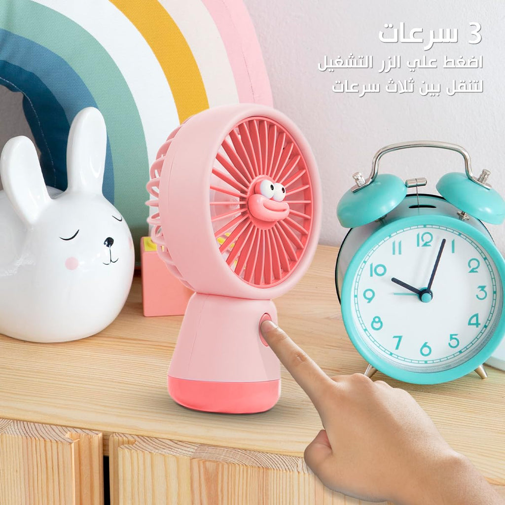 Portable Fan, Mini USB Rechargeable Handheld and Desktop Fan, 3 Speeds, 1.5W Compact Personal Cooling Fan for Home, Office, Study and Travel, YS-2325 (Pink) - image 4