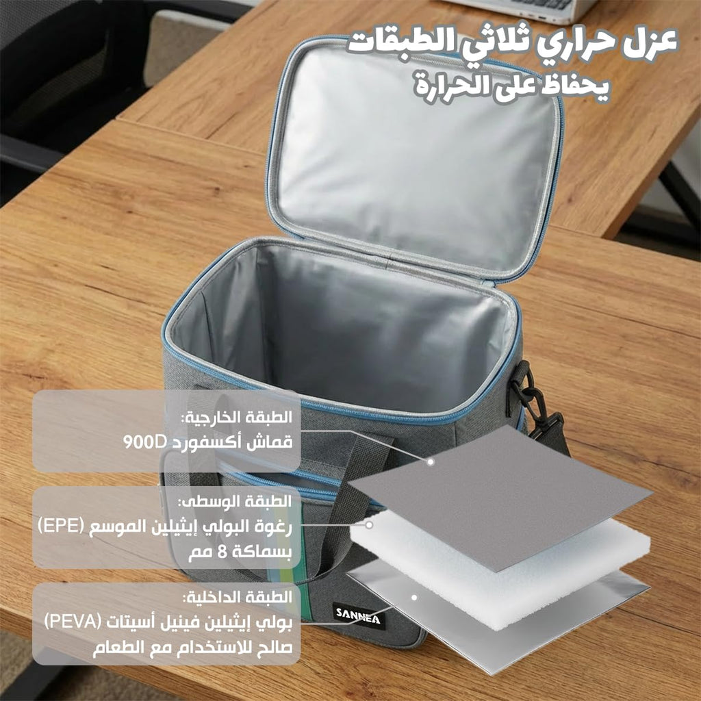 Lunch Bag 15 L, Insulated Thermal Cooler Tote, Waterproof Leakproof Food Storage for Hot and Cold Meals, Work, School, Picnic and Travel, BB-529 (Grey) - image 4