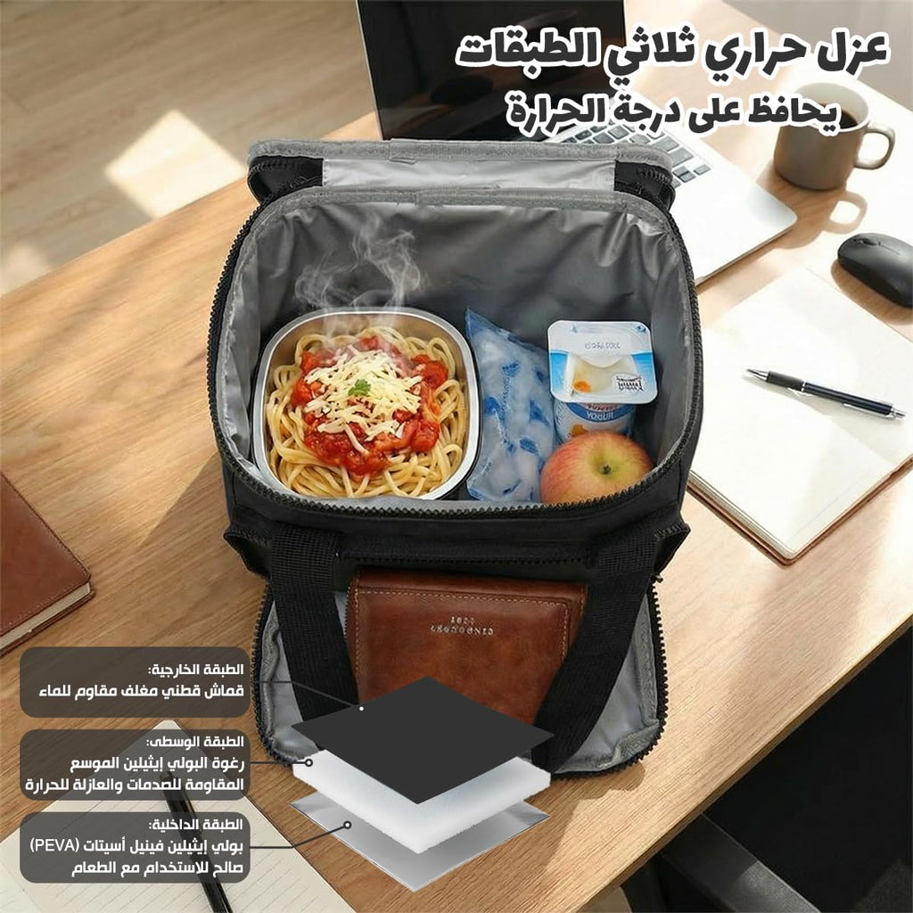 Lunch Bag 7 L Insulated Thermal Lunch Box Waterproof Leakproof Food Storage Tote for Hot and Cold Meals, Work, School, Travel and Picnic, BB-561 (Black) - image 4