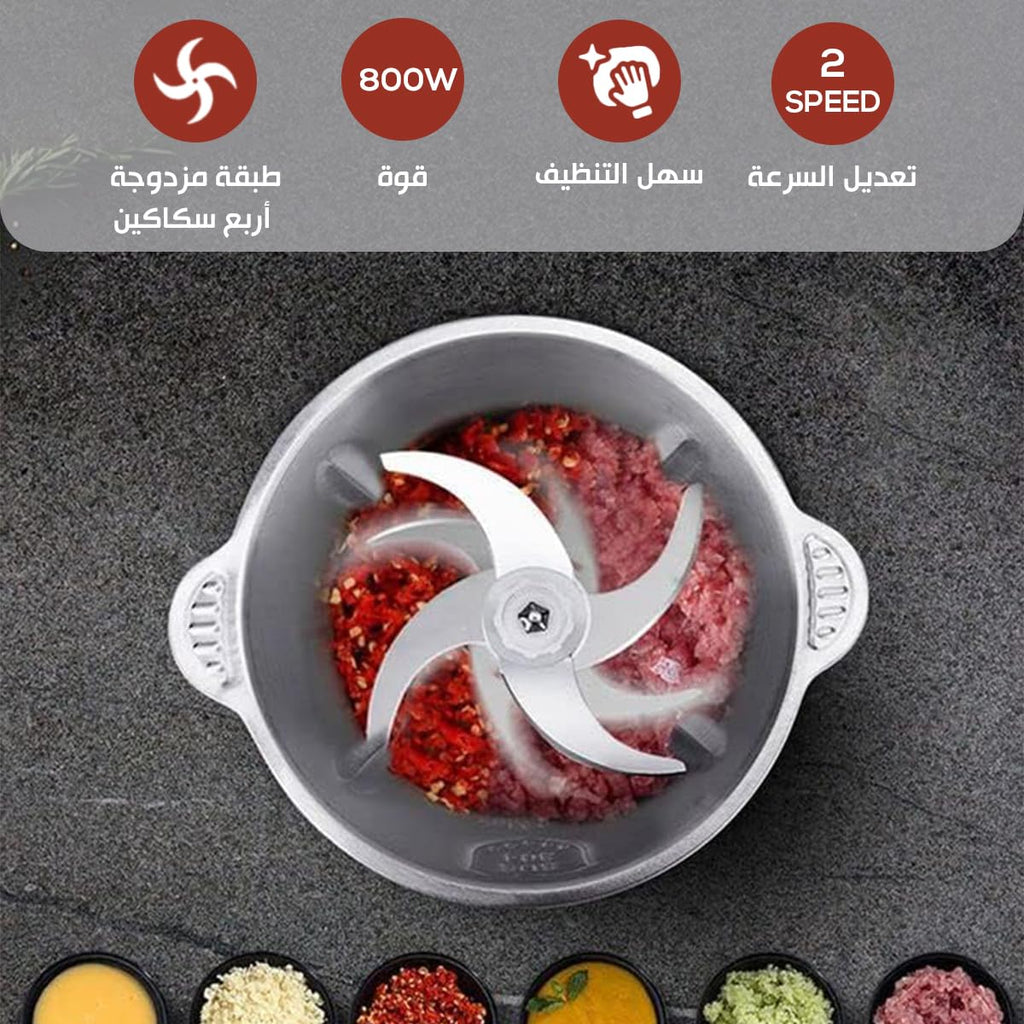 Meat Grinder Electric Food Chopper 3L, 800W Meat Mincer with Double Layer 4 Blades, 2 Speeds Kitchen Processor for Meat Vegetables Nuts Sauces - image 2