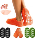 Moisturizing Gel Heel Socks for Dry and Cracked Heels, Jojoba Oil Olive Oil and Vitamin E, One Size Softening Spa Socks (Orange) - image 1