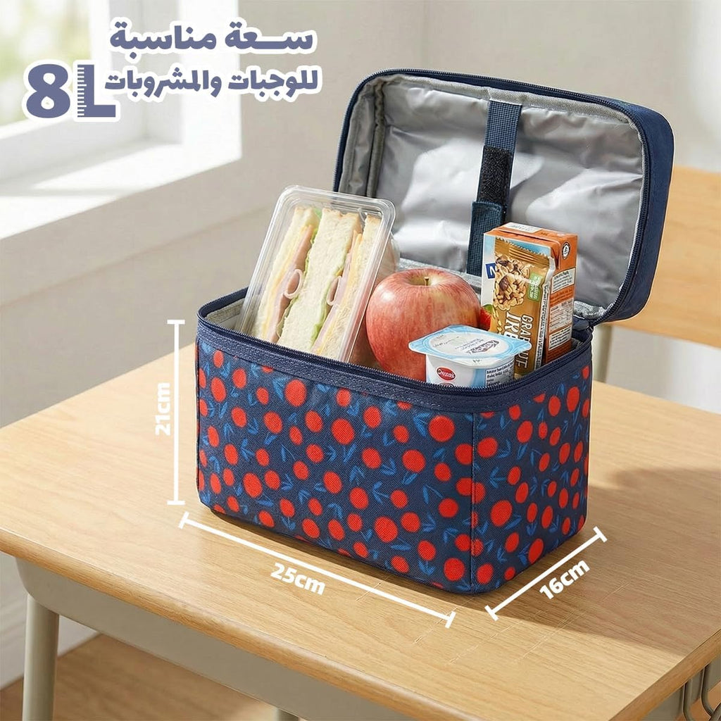 Insulated Lunch Bag 8L, Thermal Cooler Tote with Leak-Resistant Lining for Hot and Cold Food, Reusable Meal Carrier for Work, School, Picnic and Travel, BB-545 (Cherry) - image 3