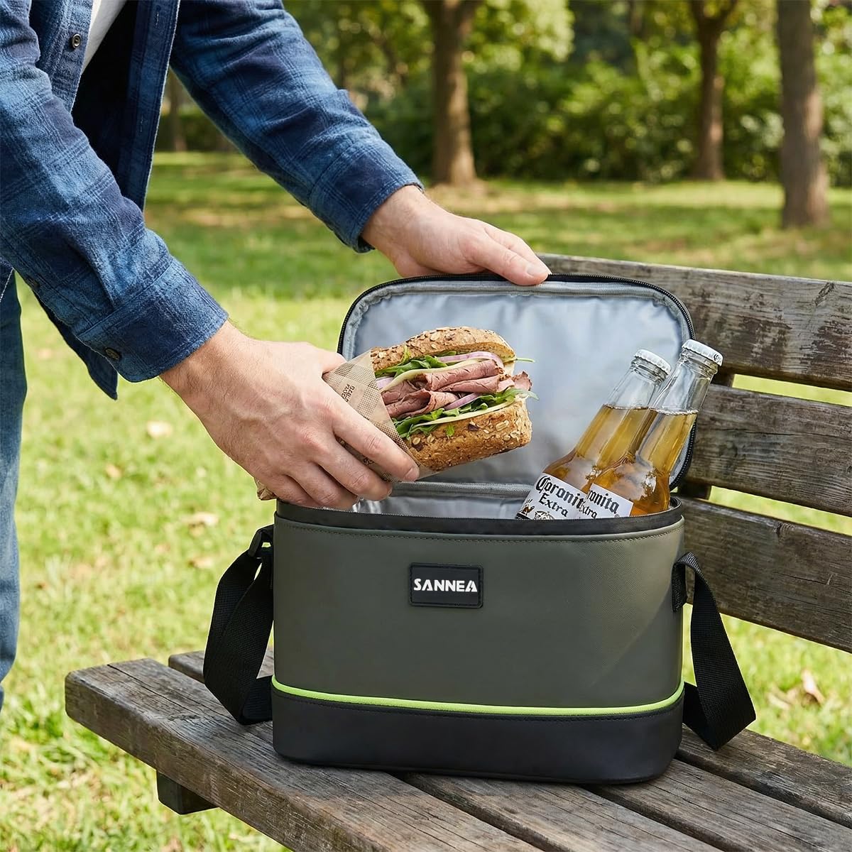 Lunch Bag 10 L, Insulated Thermal Cooler Tote, Water-Resistant Leak-Resistant Food Storage with Adjustable Strap for Work, School, Picnic and Travel, BB-559 - image 5