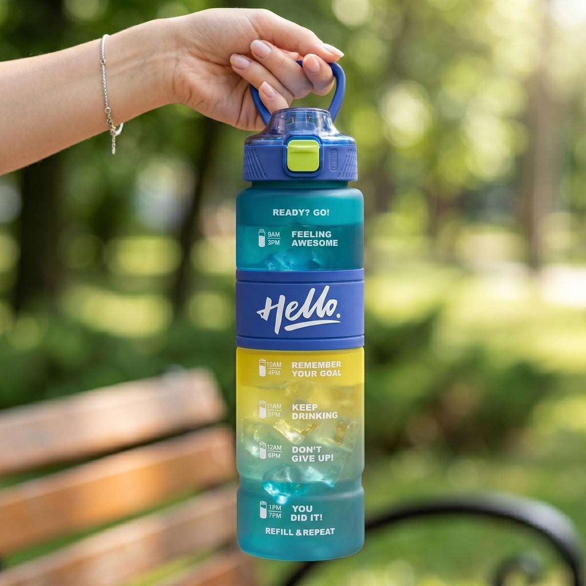 Water Bottle 1L with Straw Lid and Carry Handle, Leakproof Lightweight Reusable Sports Bottle for Gym, School, Travel and Outdoor Use, FL-230, Blue - image 7