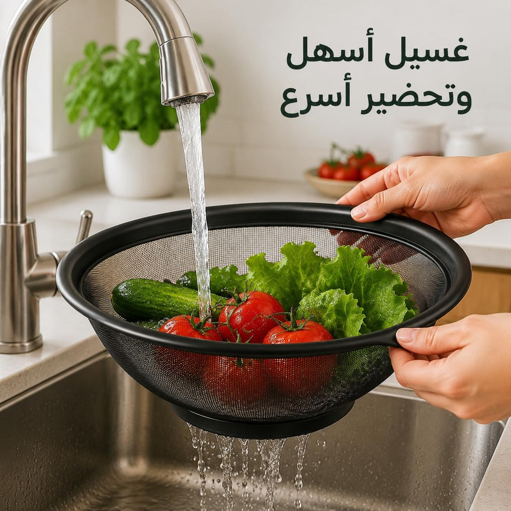 Colander, Stainless Steel Mesh Strainer Basket with Tall Rim, Heavy-Duty Kitchen Drainer for Pasta, Vegetables, Fruit Washing and Food Preparation, Large - image 7