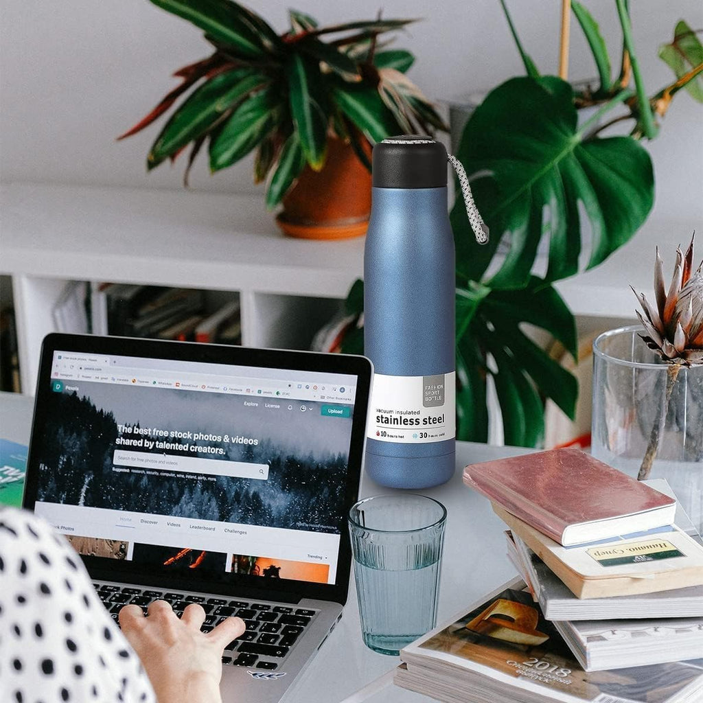 Stainless Steel Water Bottle 500 ml, Vacuum Insulated Double-Wall Leakproof BPA-Free Flask for Hot and Cold Drinks, Travel, Gym and Sports, Blue - image 6