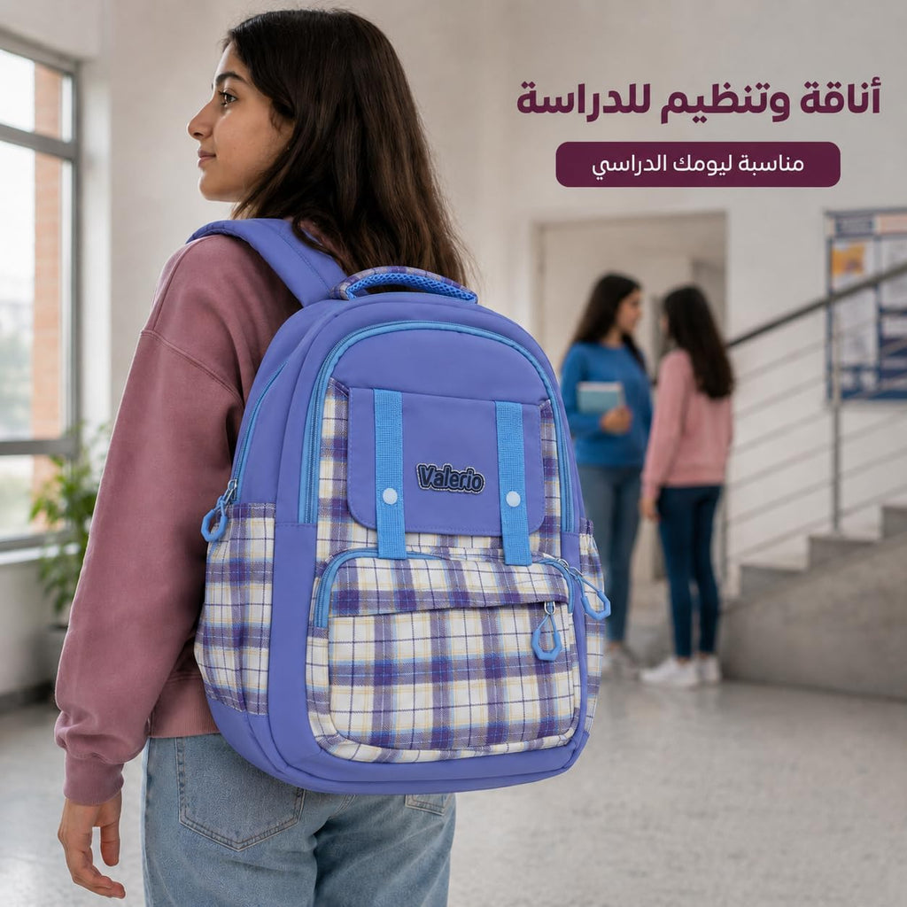 School Backpack for Nursery and Travel, Multi-Pocket Student Bookbag with Multiple Compartments, Front Pockets and Practical Everyday Size, Plaid - image 6