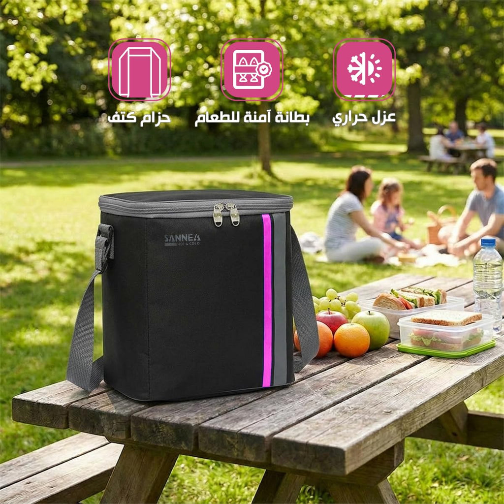 Insulated Lunch Bag 8L Thermal Food Cooler Tote, Waterproof Leakproof Lunch Box Bag for Hot Cold Meals Work School Picnic Travel, BB-569 (Black/Pink) - image 2