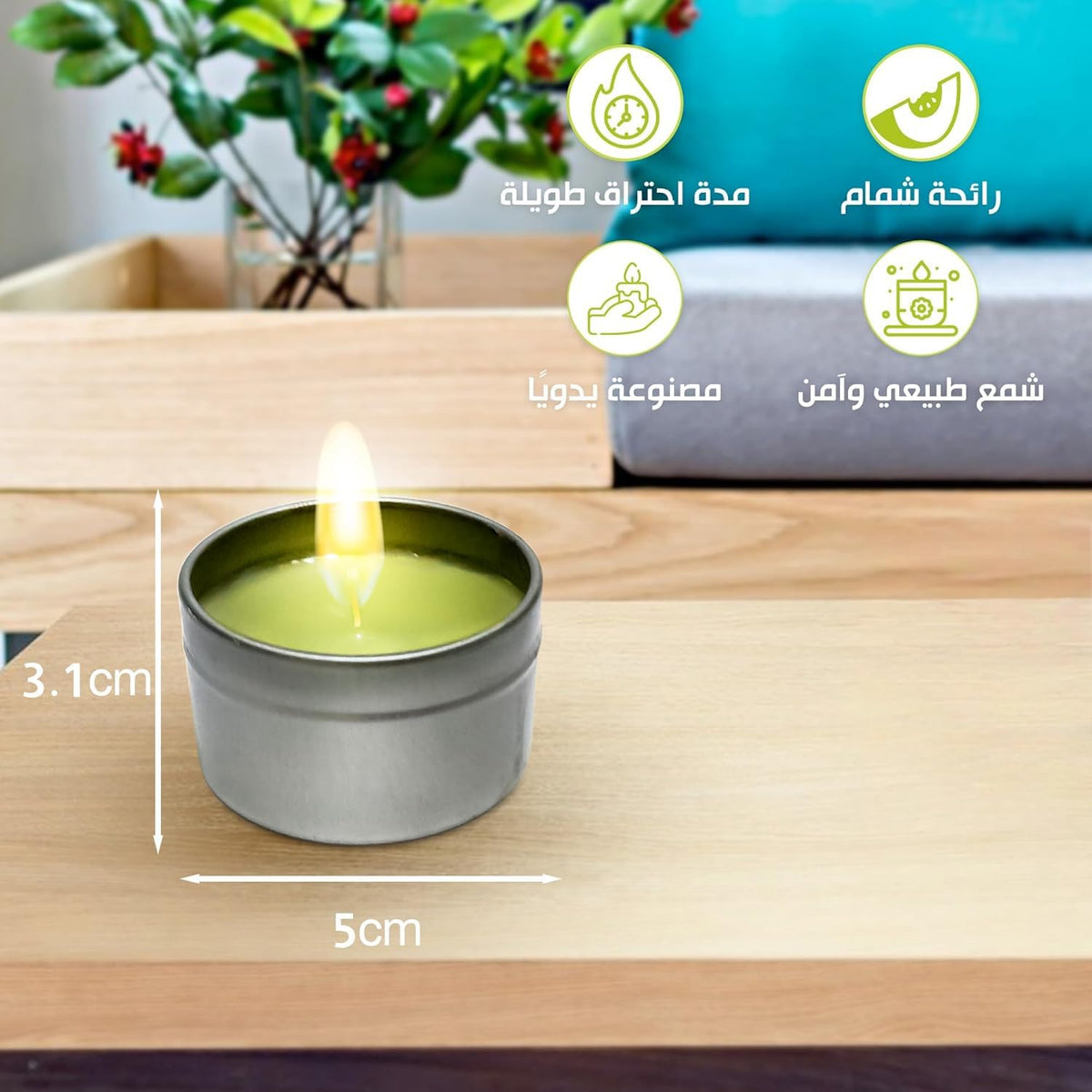 Scented Candle, Soy Wax Home Fragrance Candle in Tin with Lid, Melon Scent Decorative Candle for Bedroom, Bathroom, Office, Spa, Yoga, Travel and Gifts (Melon) - image 2