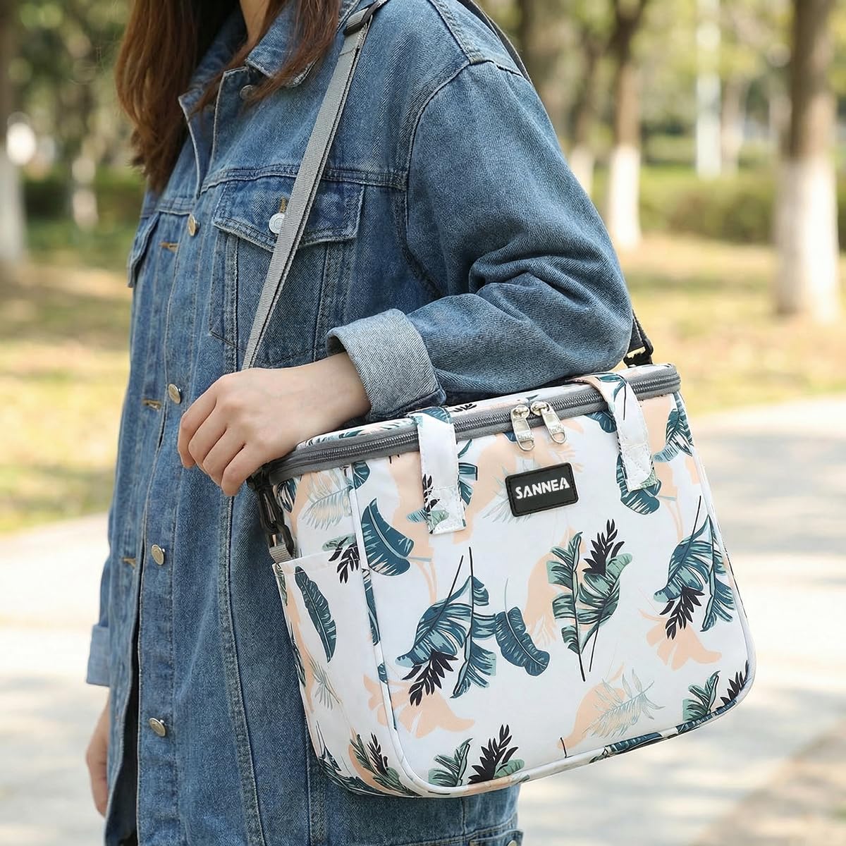Lunch Bag 7 L, Insulated Thermal Cooler Tote, Waterproof Leakproof Reusable Food Storage for Hot and Cold Meals, Work, School, Picnic and Travel, BB-547 (Tropical Leaves) - image 6