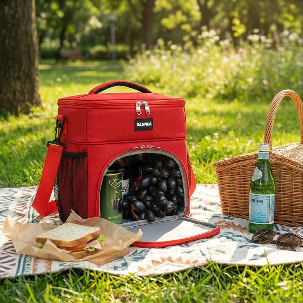 Insulated Lunch Bag 13L, Thermal Cooler Tote with Leak-Resistant Lining for Hot and Cold Food, Reusable Meal Bag for Work, School, Picnic and Travel, BB-527, (Red) - image 6