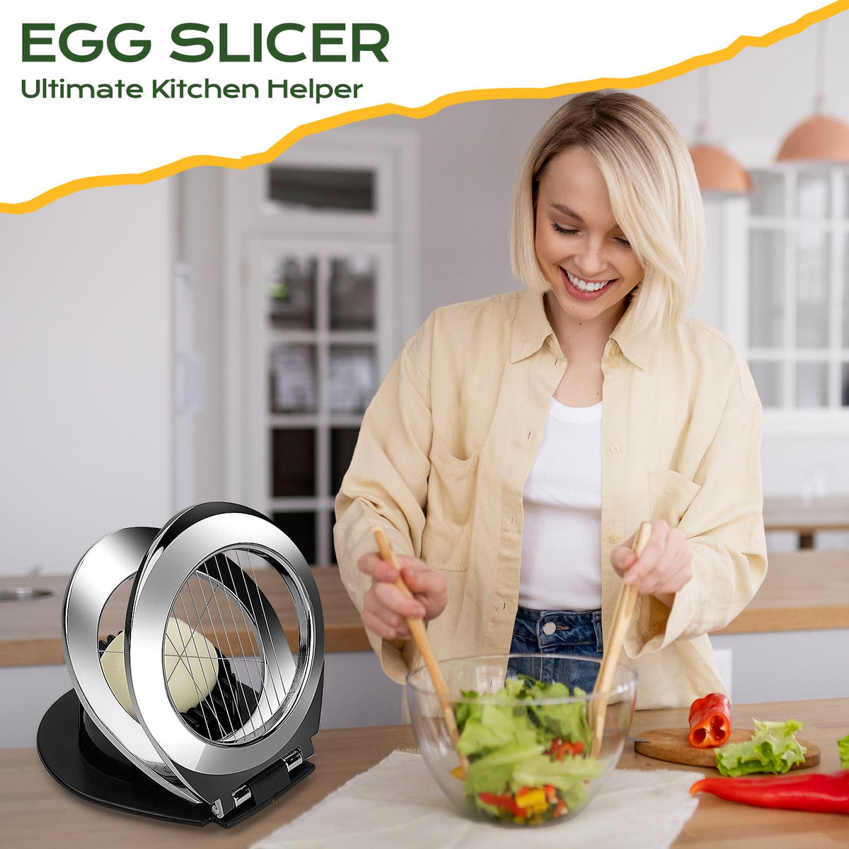 Bibury Egg Slicer, Egg Slicer for Hard Boiled Eggs, Egg Cutter Heavy Duty for Strawberry Fruit Garnish Slicer, Stainless Steel Wire with 3 Slicing Styles, Easy to Clean - image 7