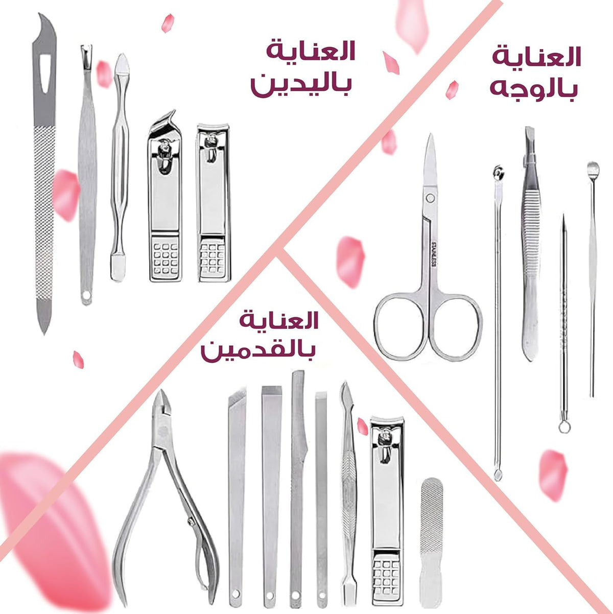 Manicure Set and Pedicure Kit, Stainless Steel Nail Care Tools with Precision Clippers, Cuticle Trimmer, Brow Scissors, Ear Cleaner and Portable Case for Men and Women, Red and Silver - image 5