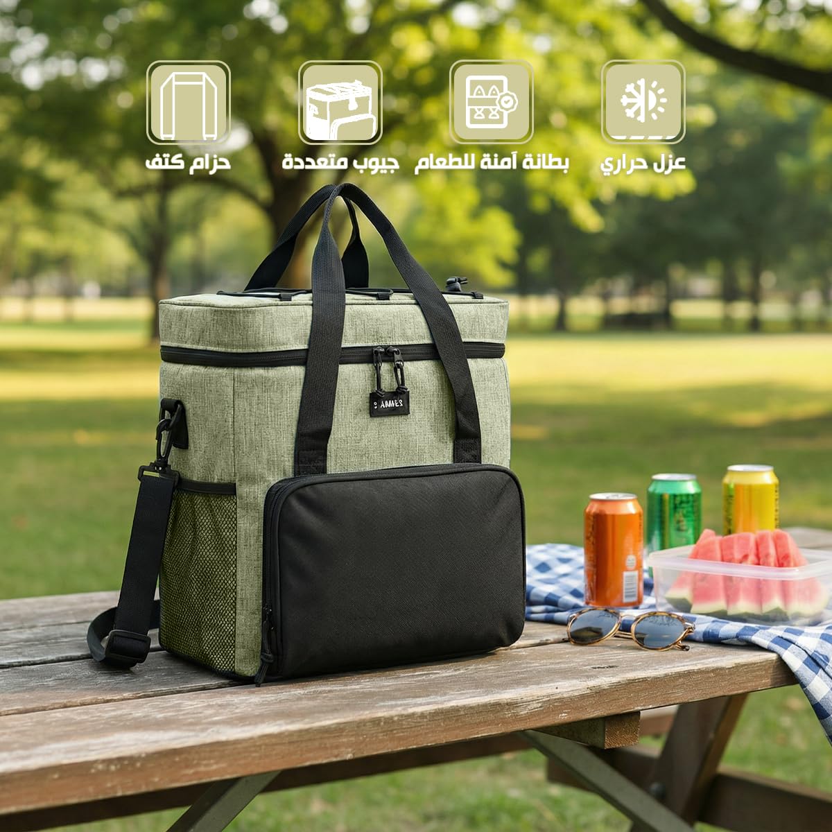 Insulated Lunch Bag Large Capacity Thermal Cooler Bag Double Lined Waterproof Food Carrier With Adjustable Shoulder Strap For Work School Travel Picnic Hot Cold Storage, BB-515 (Green, 24 L) - image 5