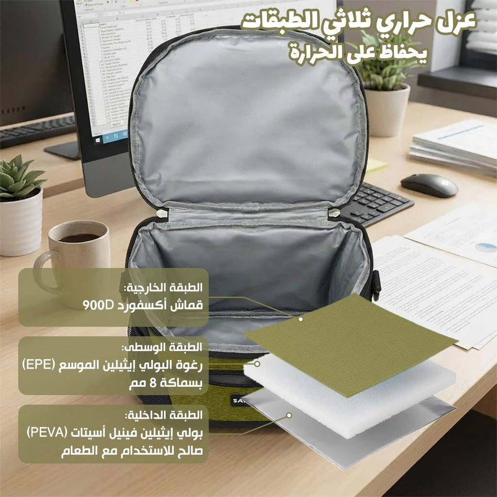 Lunch Bag 9 L, Insulated Thermal Cooler Tote, Waterproof Leakproof Food Storage for Hot and Cold Meals, Work, School, Picnic and Travel, BB-521 (Army Green) - image 4