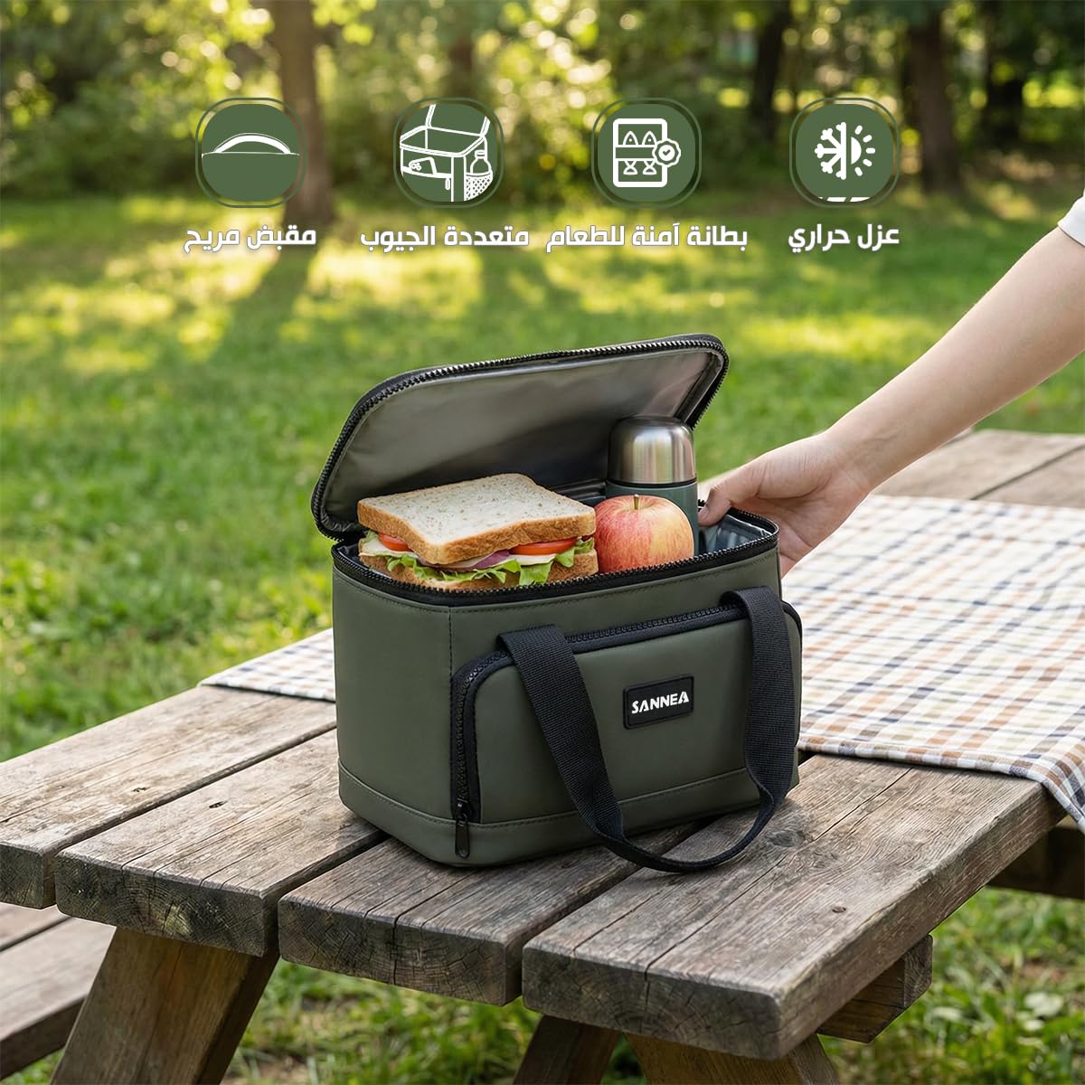 Insulated Lunch Bag 7L Thermal Lunch Box Tote, Waterproof Leakproof Food Storage Cooler Bag for Hot Cold Meals Work School Travel Picnic, BB-561 (Green) - image 2
