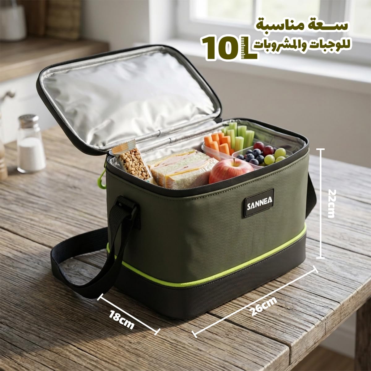 Lunch Bag 10 L, Insulated Thermal Cooler Tote, Water-Resistant Leak-Resistant Food Storage with Adjustable Strap for Work, School, Picnic and Travel, BB-559 - image 3
