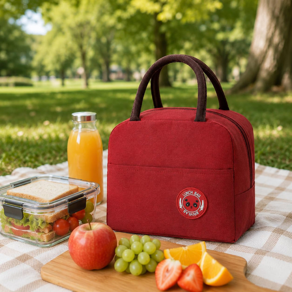 Lunch Bag 1.5L, Insulated Thermal Cooler Tote, Leak-Resistant Foldable Food Storage Bag for Work, School, Office, Beach, Travel and Picnic, Red - image 7