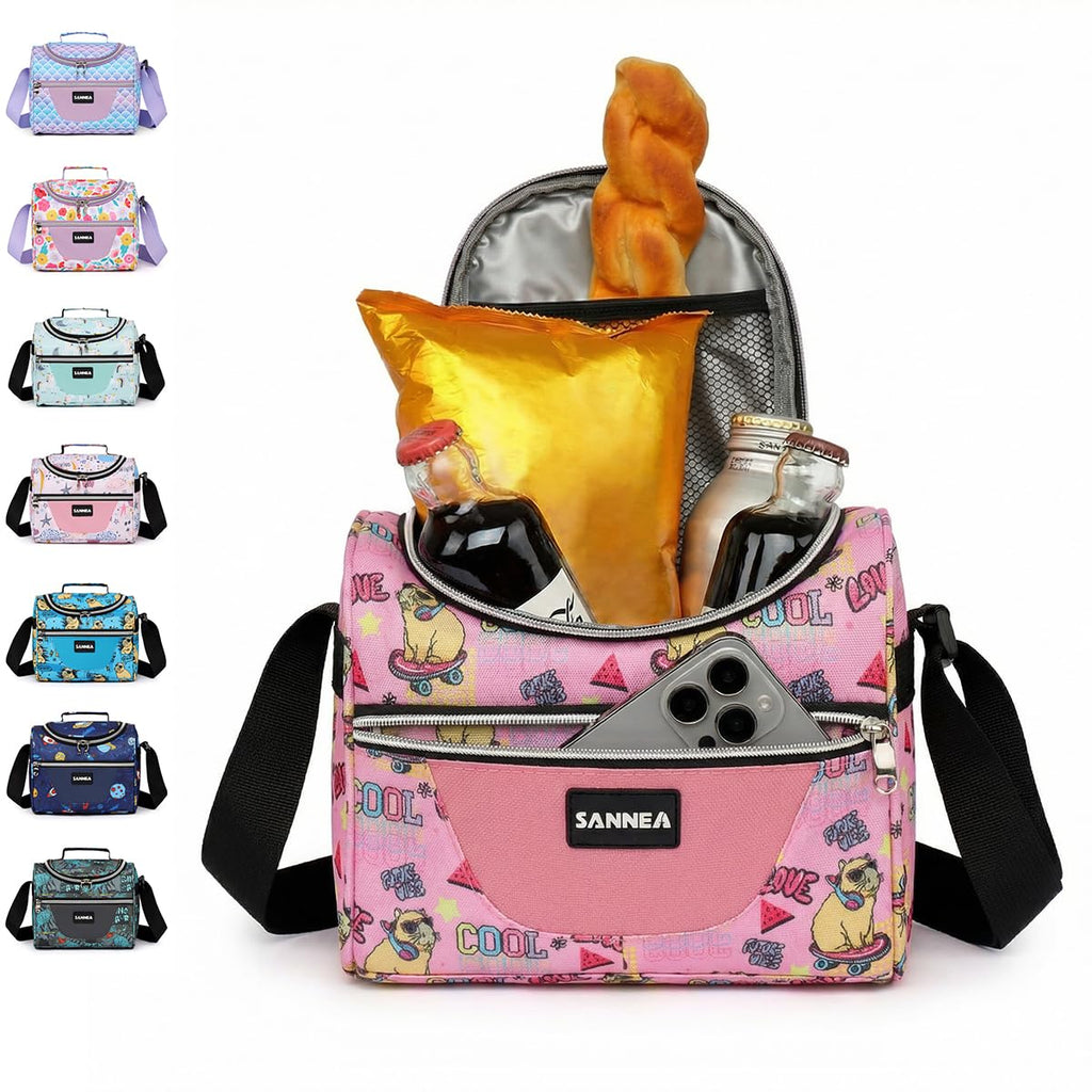 Lunch Bag 7 L, Insulated Thermal Cooler Tote, Waterproof Leakproof Food Carrier for Hot and Cold Meals, Work, School, Picnic and Travel, BB-546 (Skater Dog) - image 1