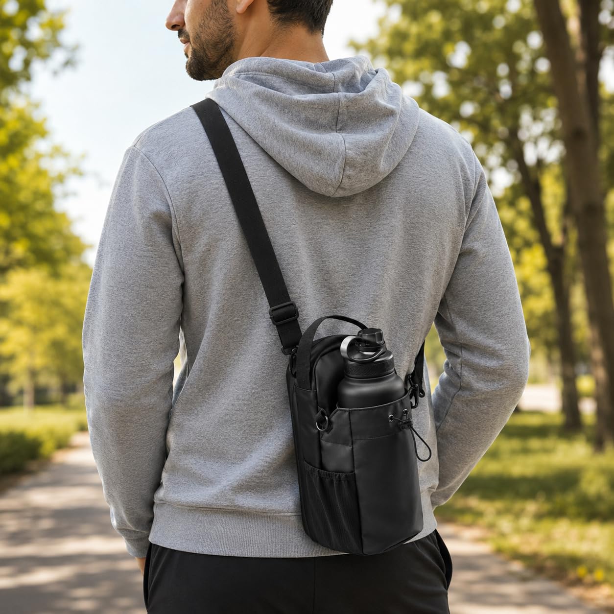 Magnetic Water Bottle Bag for Gym, Heavy-Duty Bottle Holder with Shoulder Strap, Phone and Keys Pockets, Magnetic Gym Bag for Men and Women, BB-607 - image 9