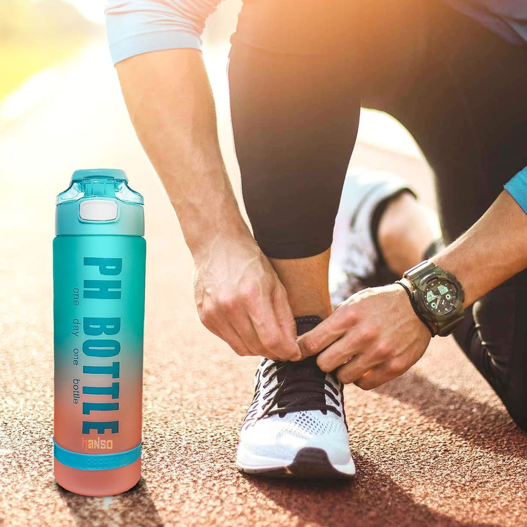 Water Bottle 1L with Handle and Time Marker, Leak-Proof Sport Drinking Bottle, BPA Free Reusable 1000ml for Gym, Travel, Office and School (Blue) - image 6
