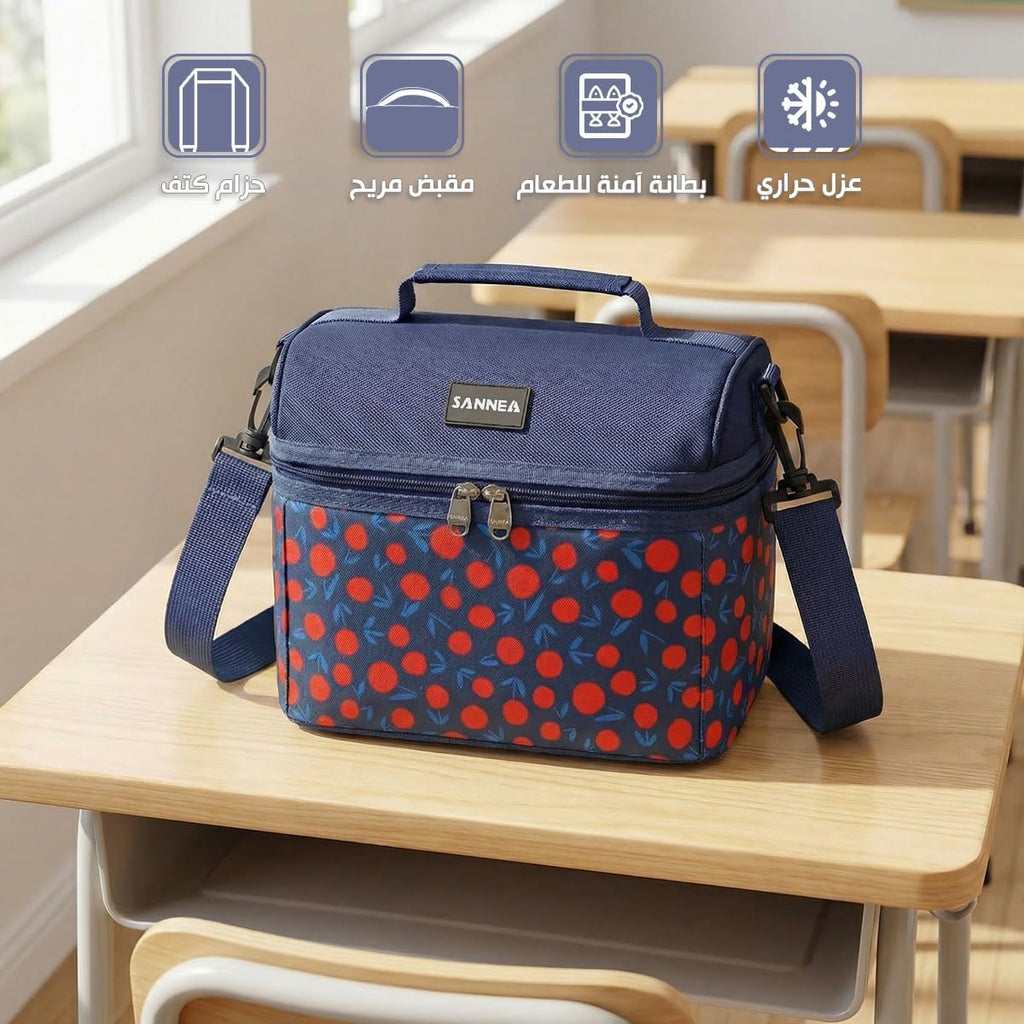 Insulated Lunch Bag 8L, Thermal Cooler Tote with Leak-Resistant Lining for Hot and Cold Food, Reusable Meal Carrier for Work, School, Picnic and Travel, BB-545 (Cherry) - image 2