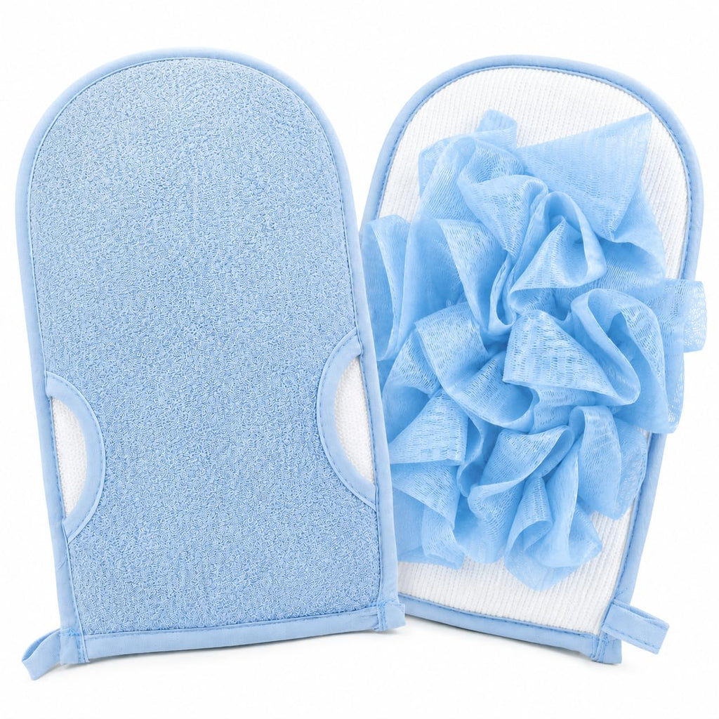Exfoliating Shower Glove, Body Loofah Bath Mitt with Hanging Loop, Soft Scrub Wash Cloth, Quick Dry Sponge for Men and Women, B-618 (Blue) - image 1